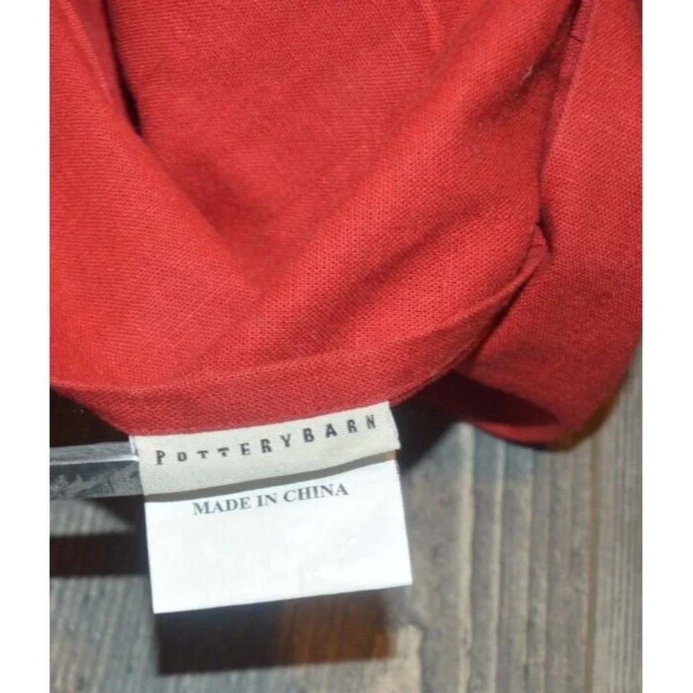 POTTERY BARN Crewel Embroidered FLORAL Pillow Covers Dark Red Pil